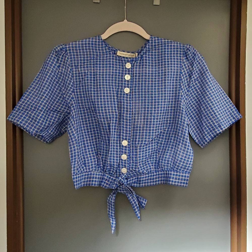 The East Order NWT Mahlia Top Cobalt Check Small - Picture 3 of 9